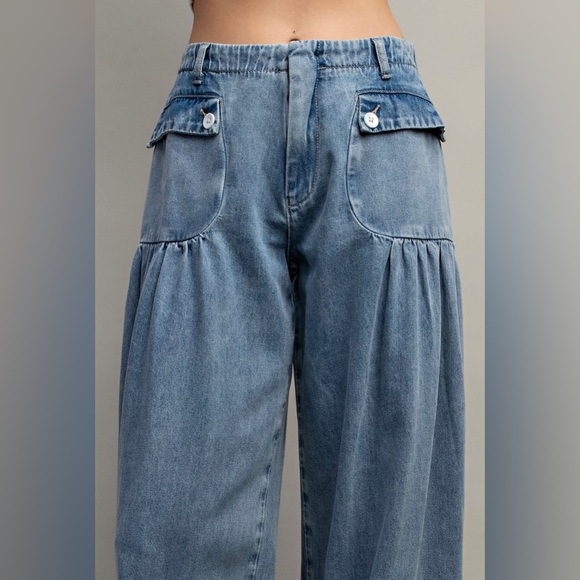 *LAST ONE* Denim Wide leg Cinch Pants - Picture 6 of 13
